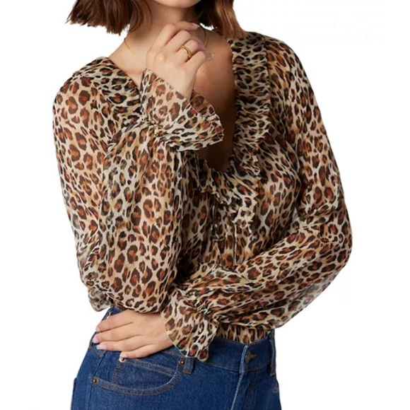 JOIE SILK LEOPARD PRINT BLOUSE - Picture 2 of 3
